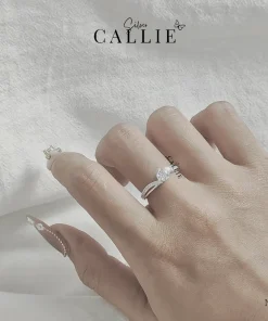 Alternative view of N200 - Nhẫn bạc Callie Silver viên chủ đá 1 hàng xoắn
