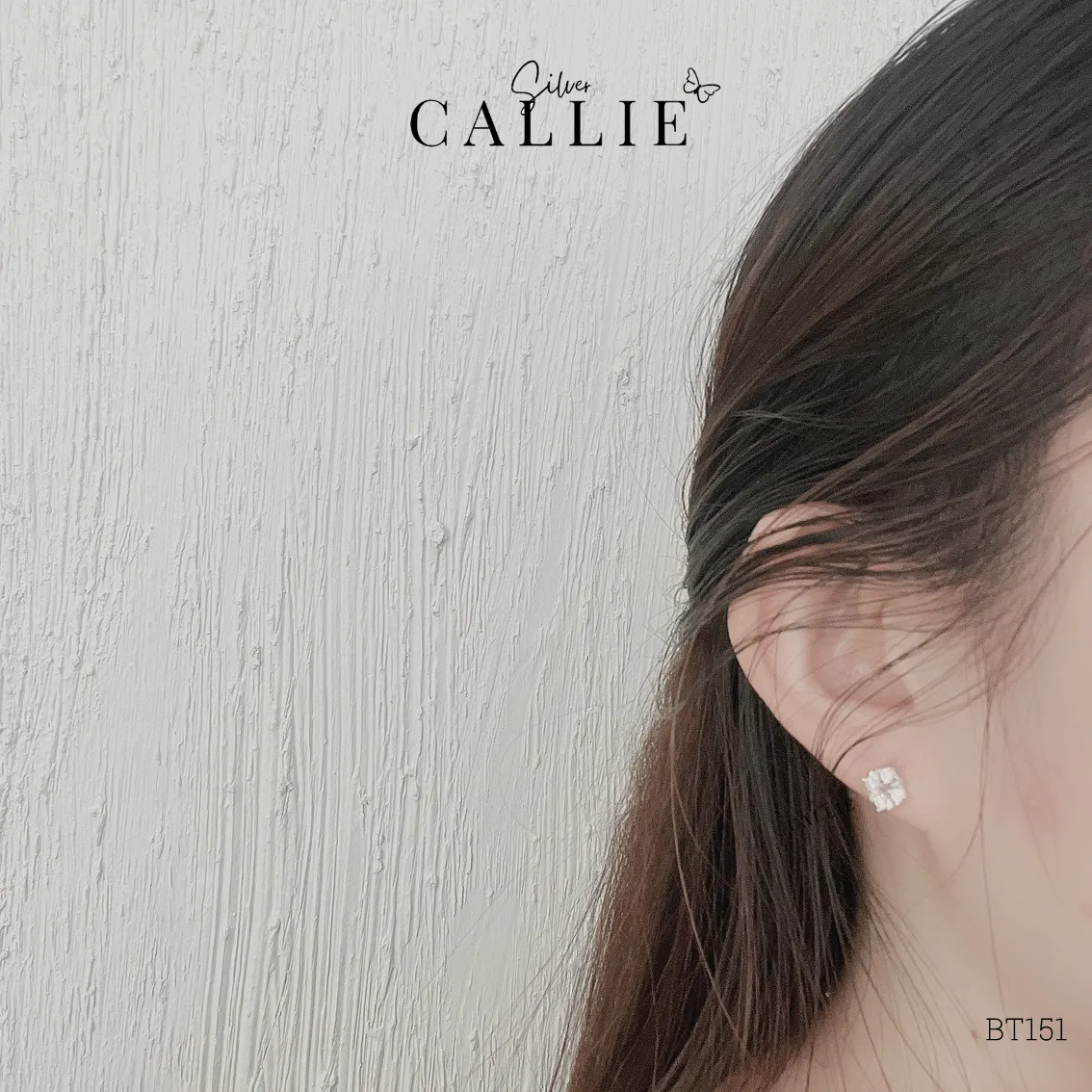 BT151 - Bông tai bạc Callie Silver lá hoa - Image 2