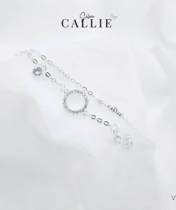 VT102 - Lắc tay bạc Callie Silver dây đôi vòng tròn