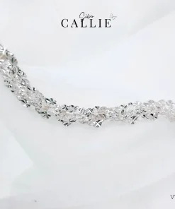 VT106 - Lắc tay bạc Callie Silver lá xoắn bông mai