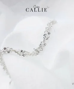VT107 - Lắc tay bạc Callie Silver lá xoắn bông mai nhỏ