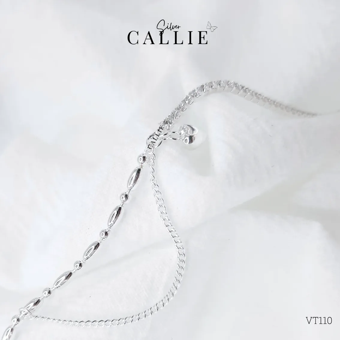 VT110 - Lắc tay bạc Callie Silver hạt gạo phối dây đá - Image 7