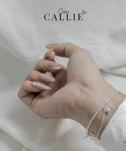 Alternative view of VT110 - Lắc tay bạc Callie Silver hạt gạo phối dây đá