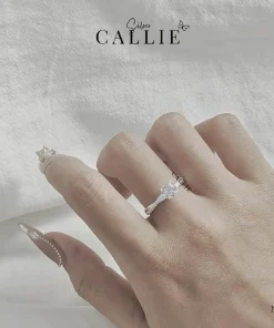 Alternative view of N208 - Nhẫn bạc Callie Silver xoắn 1 hàng đá viên chủ