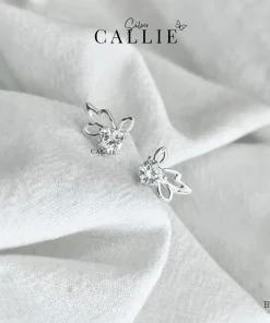 BT170 - Bông tai bạc Callie Silver bươm bướm 1 viên