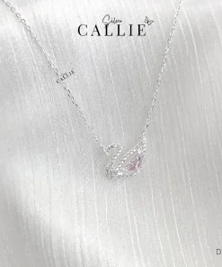 DC168 - Dây chuyền bạc Callie Silver thiên nga đá hồng