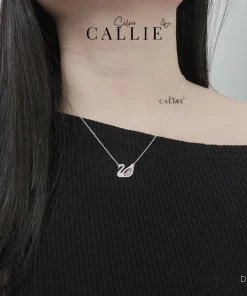 Alternative view of DC168 - Dây chuyền bạc Callie Silver thiên nga đá hồng
