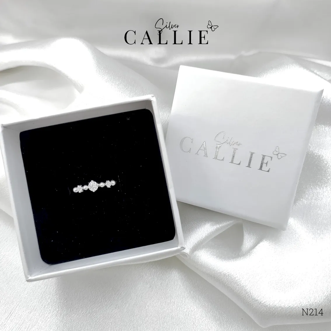 N214 - Nhẫn bạc Callie Silver thiết kế đính đá xen kẽ bi - Hình ảnh 9