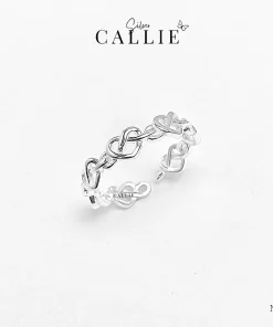 N220 - Nhẫn bạc Callie Silver trái tim nối nhau free size