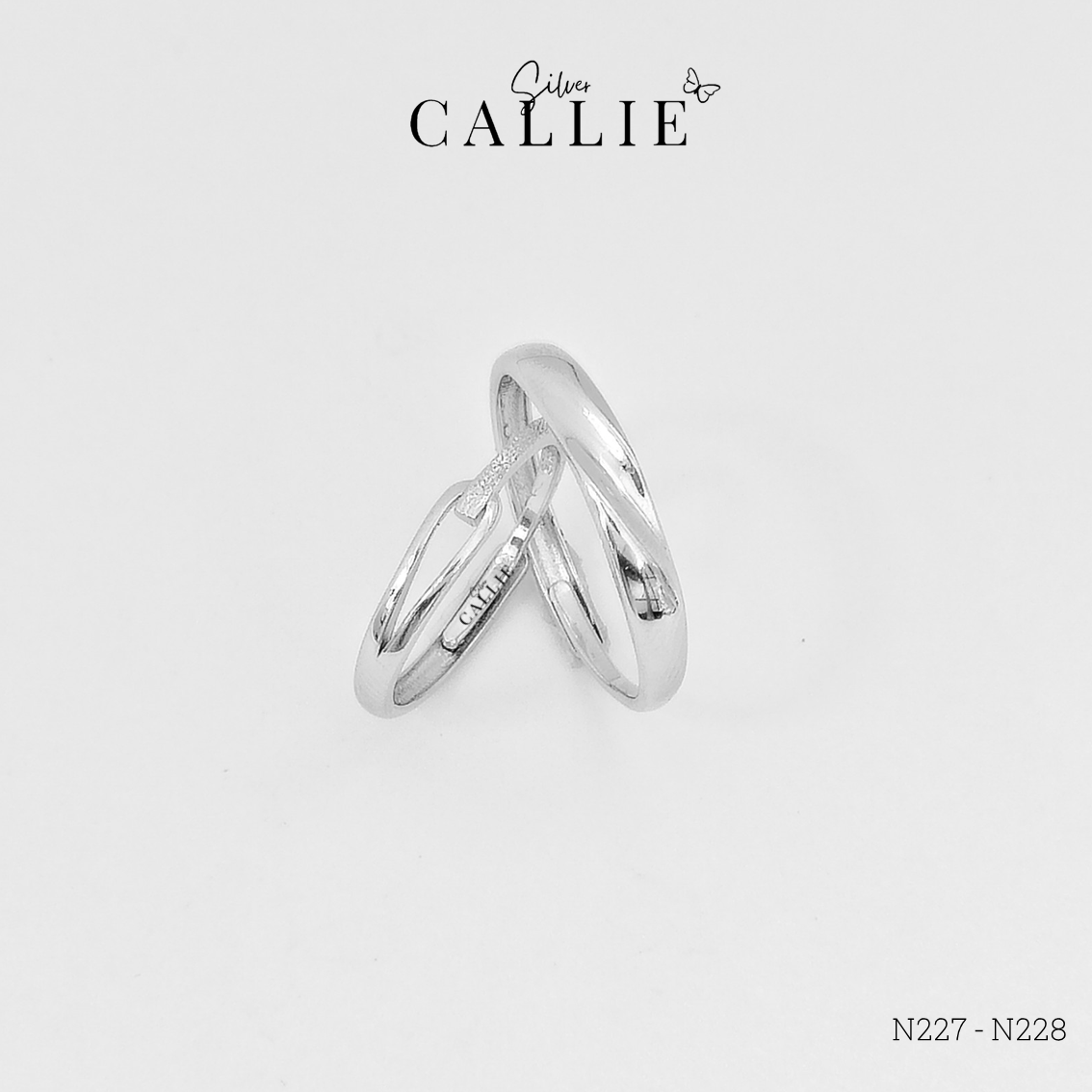N227-N228 Nhẫn đôi bạc Callie Silver xoắn free size - Image 2