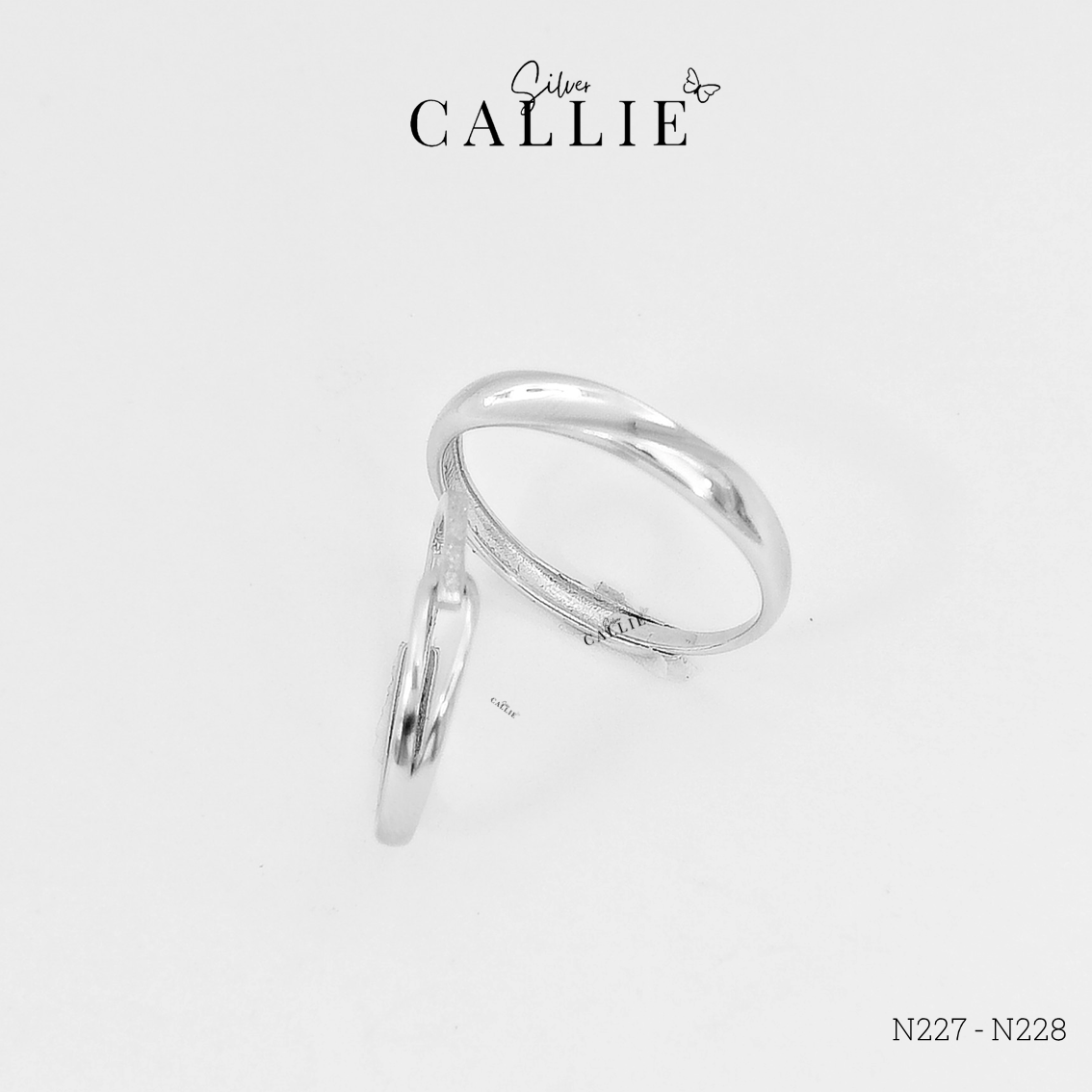 N227-N228 Nhẫn đôi bạc Callie Silver xoắn free size - Image 6