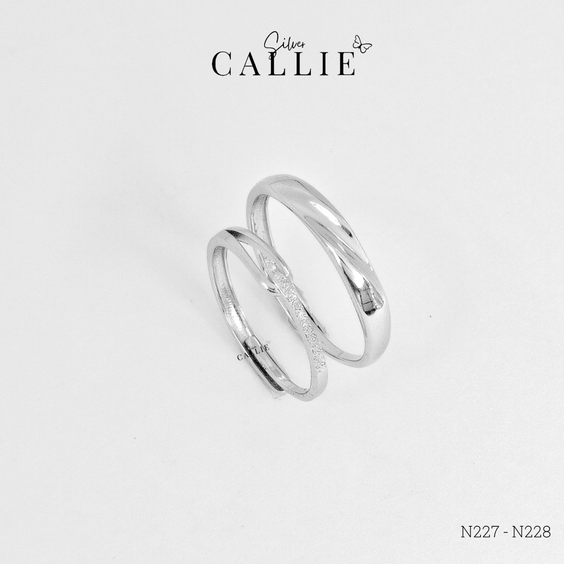 N227-N228 Nhẫn đôi bạc Callie Silver xoắn free size - Image 7