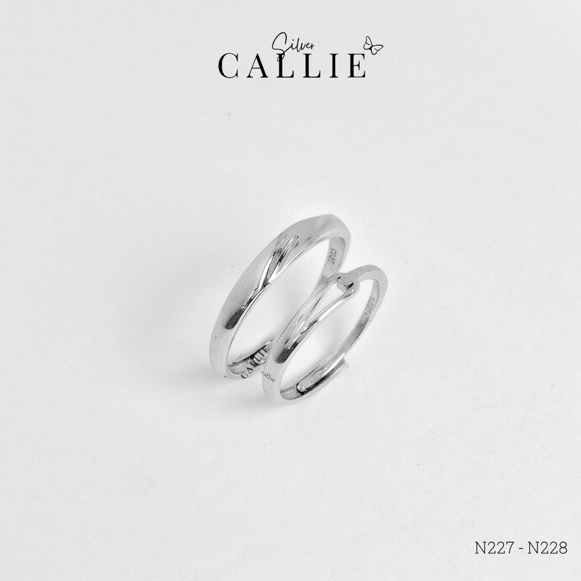 N227-N228 Nhẫn đôi bạc Callie Silver xoắn free size - Image 4