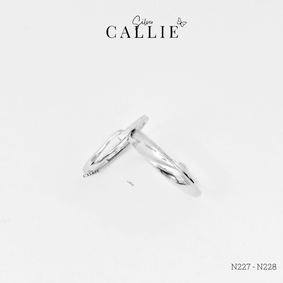 N227-N228 Nhẫn đôi bạc Callie Silver xoắn free size - Image 5