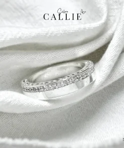 N232 - Nhẫn bạc Callie Silver đính đá 2 cạnh