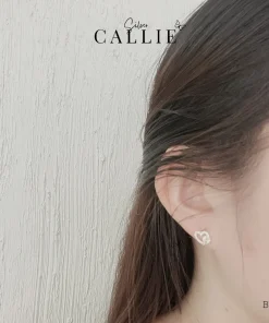 Alternative view of BT172 - Bông tai bạc Callie Silver trái tim đính trái tim nhỏ