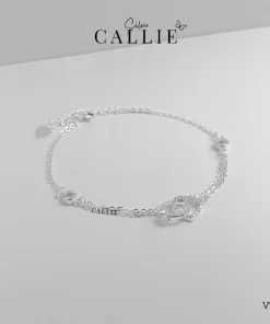 VT120 - Lắc tay bạc Callie Silver trái tim nối nhẫn