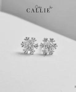 BT181 - Bông tai bạc Callie Silver bông tuyết 1 viên lớn