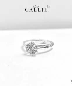 N239 - Nhẫn bạc Callie Silver 1 viên chủ thân chéo