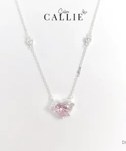 DC208 - Dây chuyền bạc Callie Silver trái tim hồng đính đá