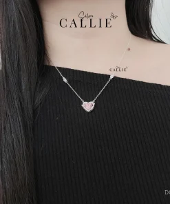 Alternative view of DC208 - Dây chuyền bạc Callie Silver trái tim hồng đính đá