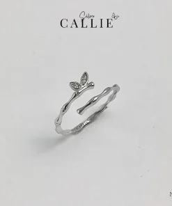 N244 - Nhẫn bạc Callie Silver nhành cây và bướm nhỏ