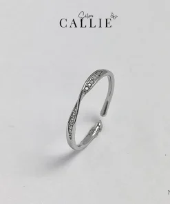 N246 - Nhẫn bạc Callie Silver xoắn đính đá free size