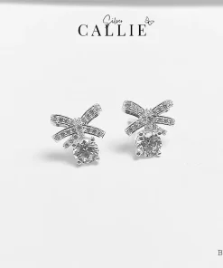 BT189 - Bông tai bạc Callie Silver nơ đính đá
