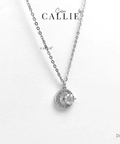 DC204 - Dây chuyền bạc Callie Silver mặt trăng đá moissanite