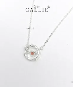 DC209 - Dây chuyền bạc Callie Silver vòng tròn nơ viên chủ trái tim