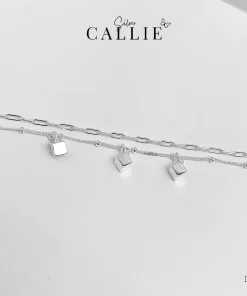 LC40 - Lắc chân bạc Callie Silver sợi đôi xí ngầu tòn ten
