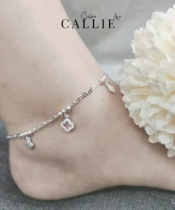 Alternative view of LC47 - Lắc chân bạc Callie Silver cỏ 4 lá