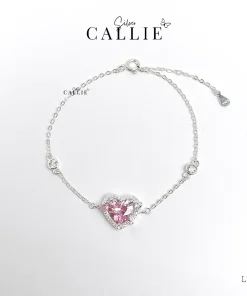 Alternative view of LT129 - Lắc tay bạc Callie Silver trái tim hồng đính đá