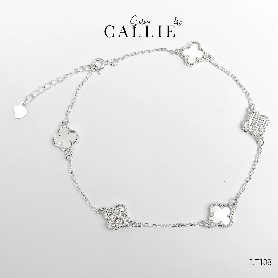 LT138 - Lắc tay bạc Callie Silver bông hoa đính đá - Image 3