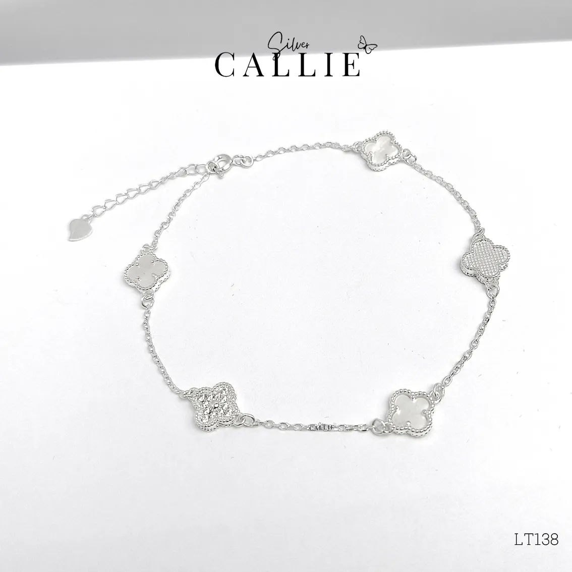 LT138 - Lắc tay bạc Callie Silver bông hoa đính đá - Image 5