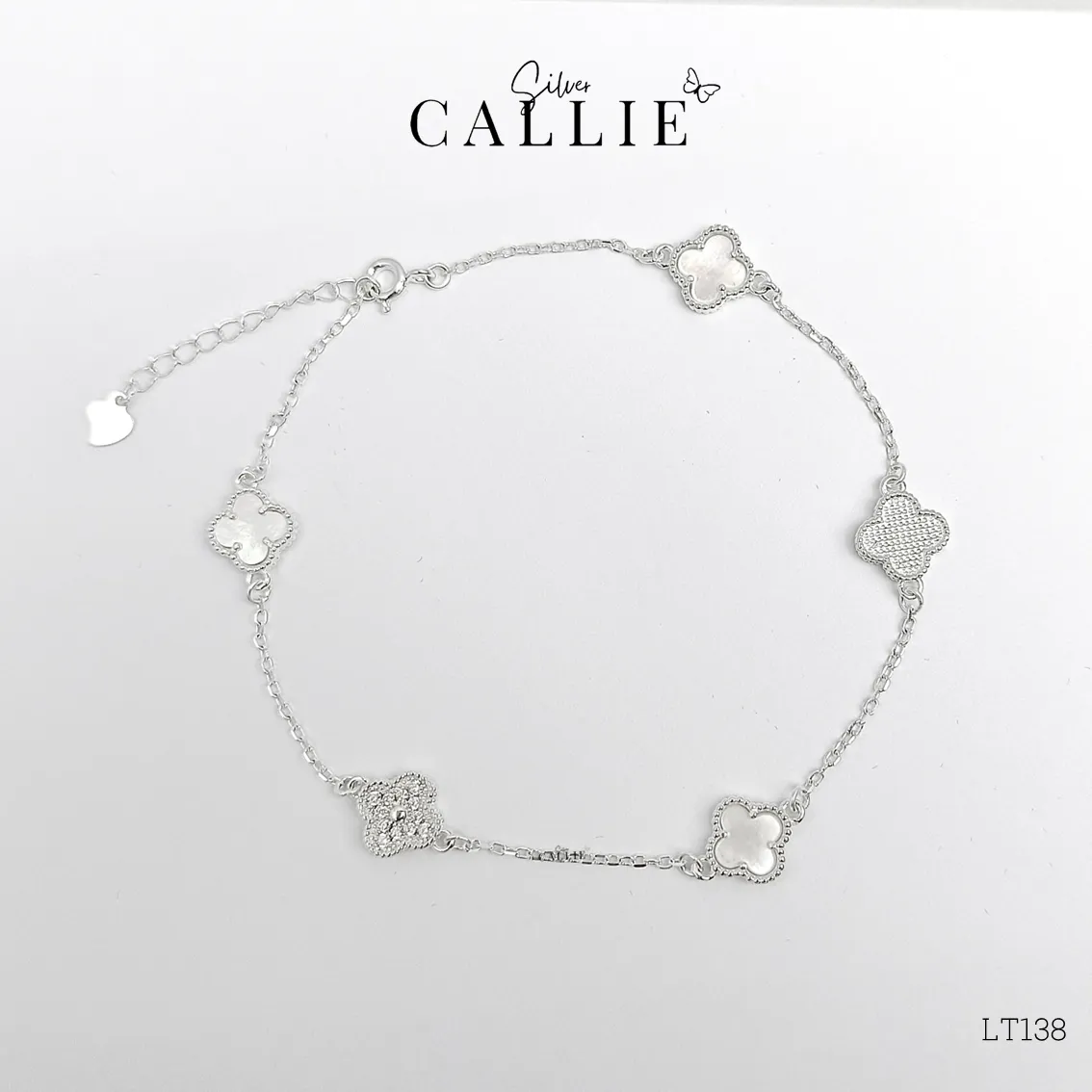 LT138 - Lắc tay bạc Callie Silver bông hoa đính đá - Image 6