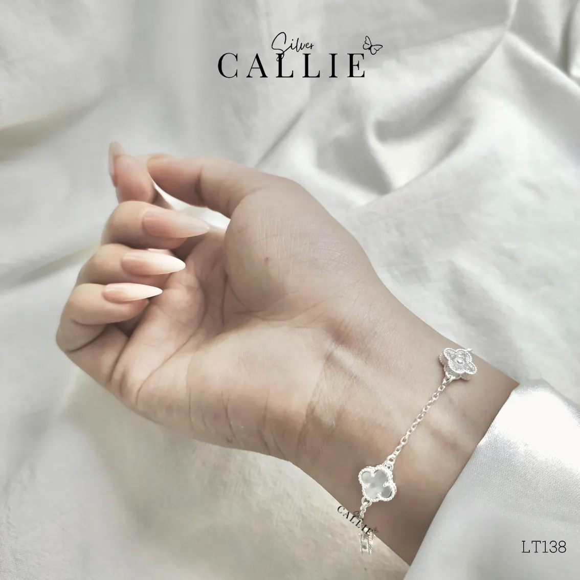 LT138 - Lắc tay bạc Callie Silver bông hoa đính đá - Image 2