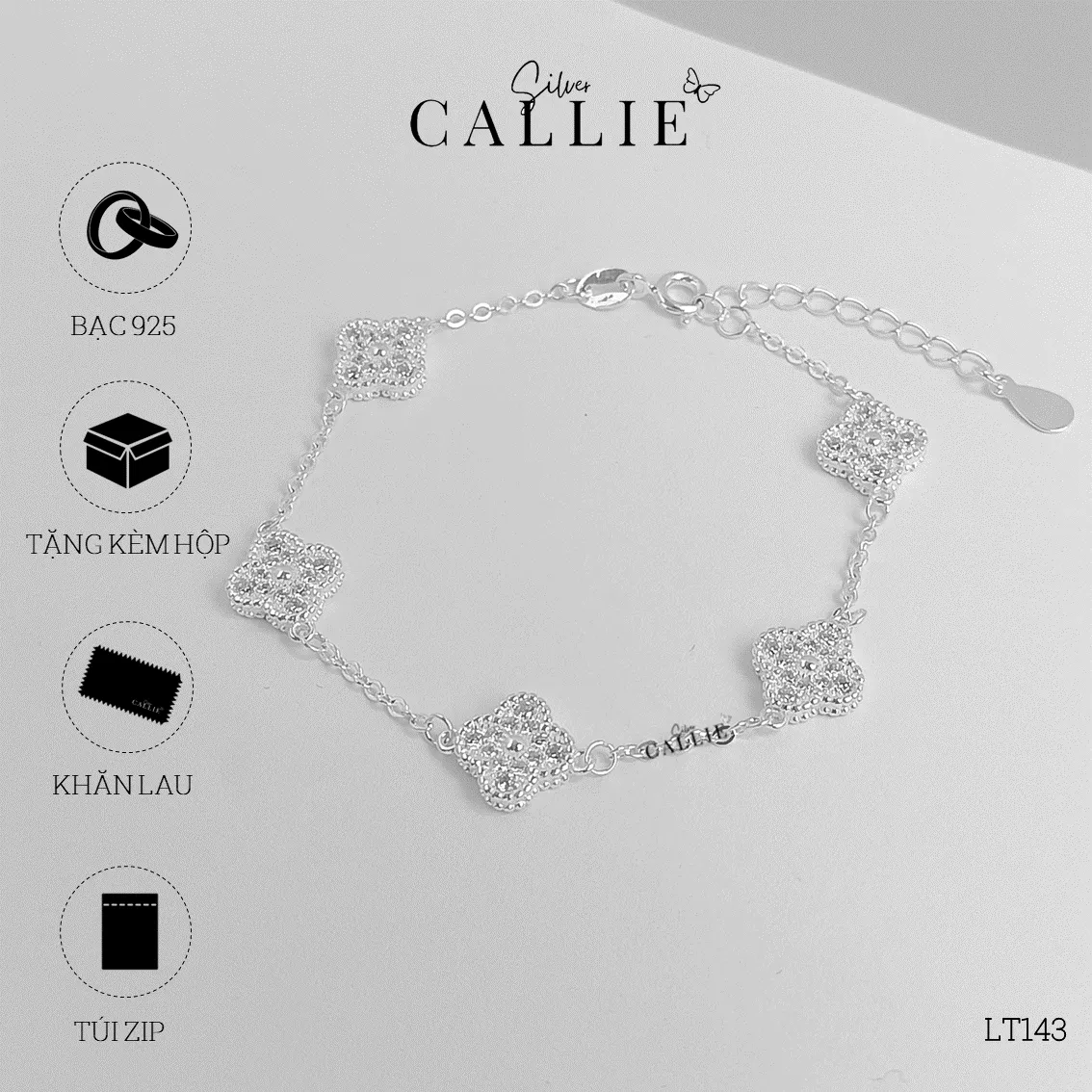 LT143 - Lắc tay bạc Callie Silver bông hoa - Image 9