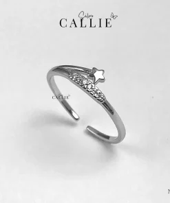 N247 - Nhẫn bạc Callie Silver ngôi sao chéo lên free size