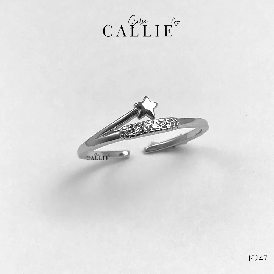 N247 - Nhẫn bạc Callie Silver ngôi sao chéo lên free size - Image 10