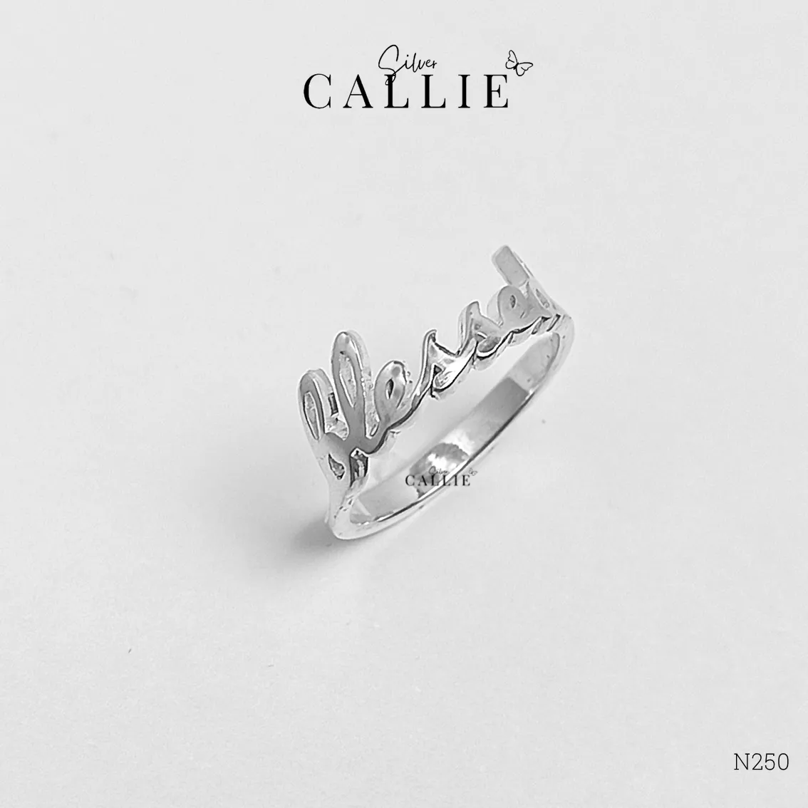 N250 - Nhẫn bạc Callie Silver khắc tên