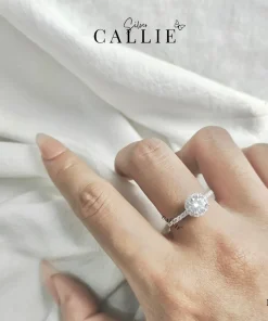 Alternative view of N271 - Nhẫn bạc Callie Silver 1 viên chủ đá hai bên