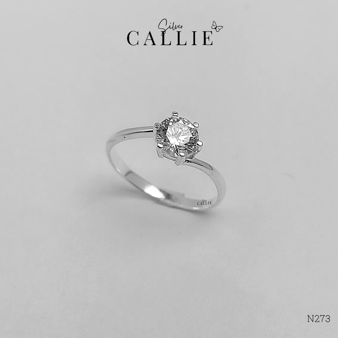 N273 - Nhẫn bạc Callie Silver 1 viên chủ xoắn - Image 4