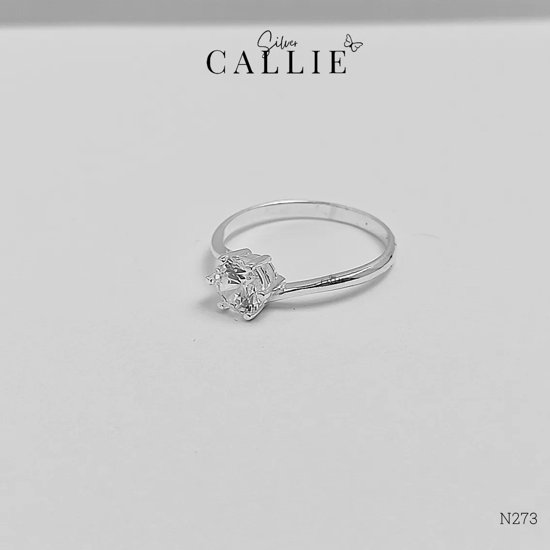 N273 - Nhẫn bạc Callie Silver 1 viên chủ xoắn - Image 5
