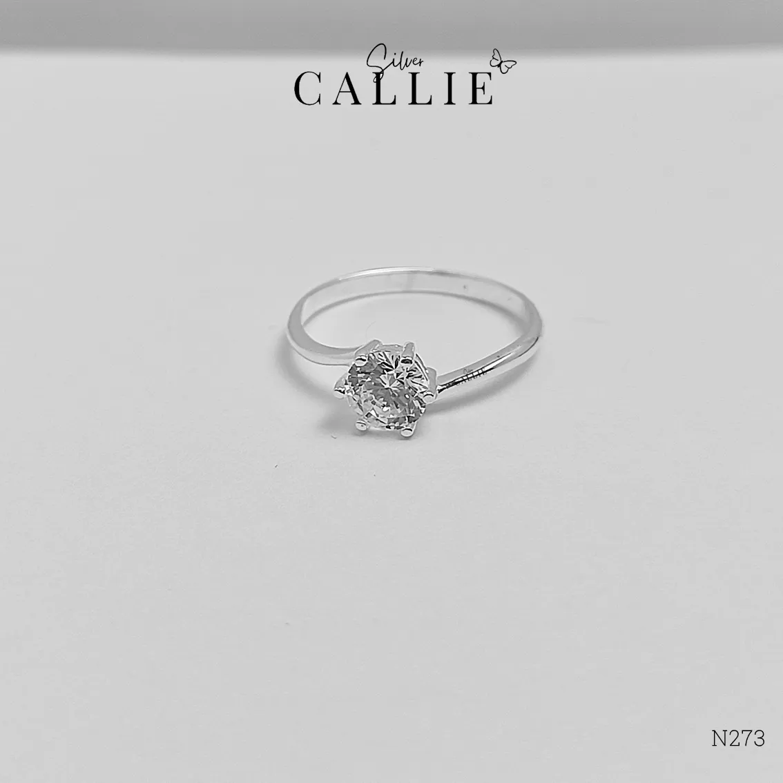 N273 - Nhẫn bạc Callie Silver 1 viên chủ xoắn - Image 7