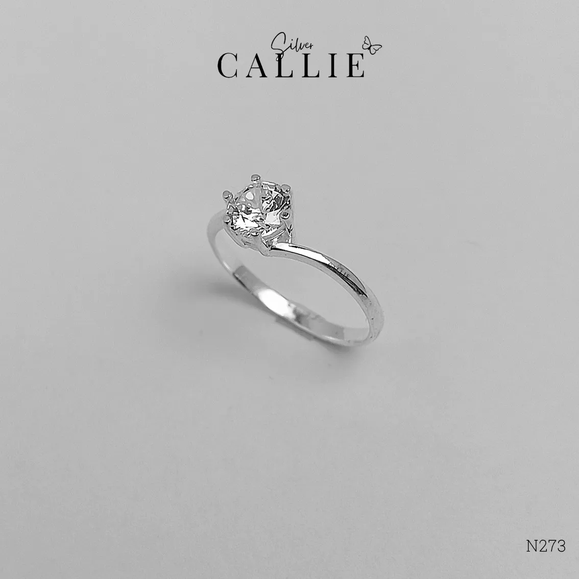 N273 - Nhẫn bạc Callie Silver 1 viên chủ xoắn - Image 8