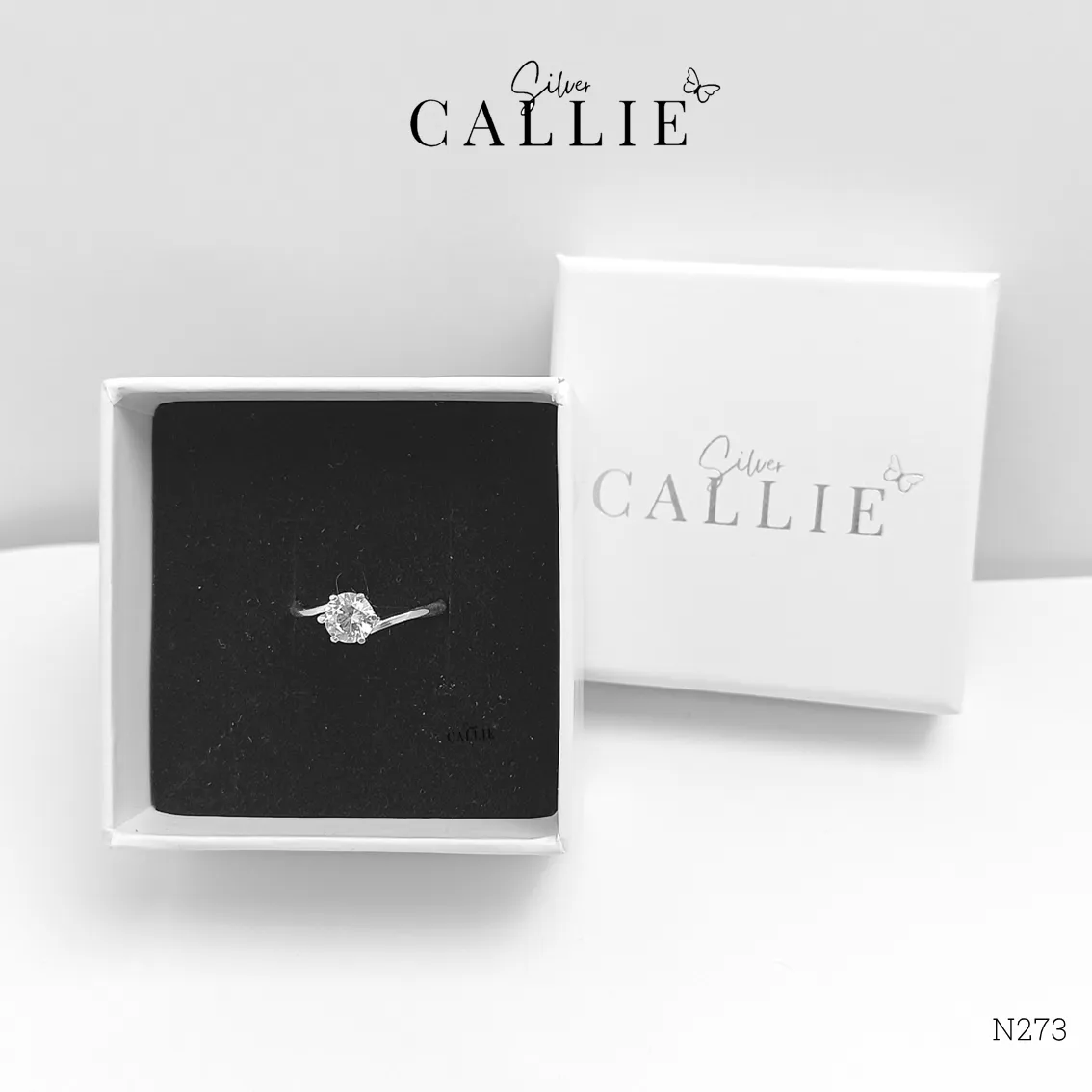 N273 - Nhẫn bạc Callie Silver 1 viên chủ xoắn - Image 9