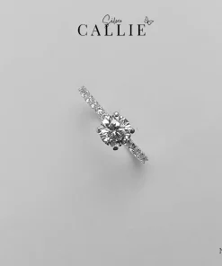 N274 - Nhẫn bạc Callie Silver 1 viên chủ đá hai bên