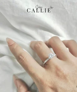 Alternative view of N274 - Nhẫn bạc Callie Silver 1 viên chủ đá hai bên
