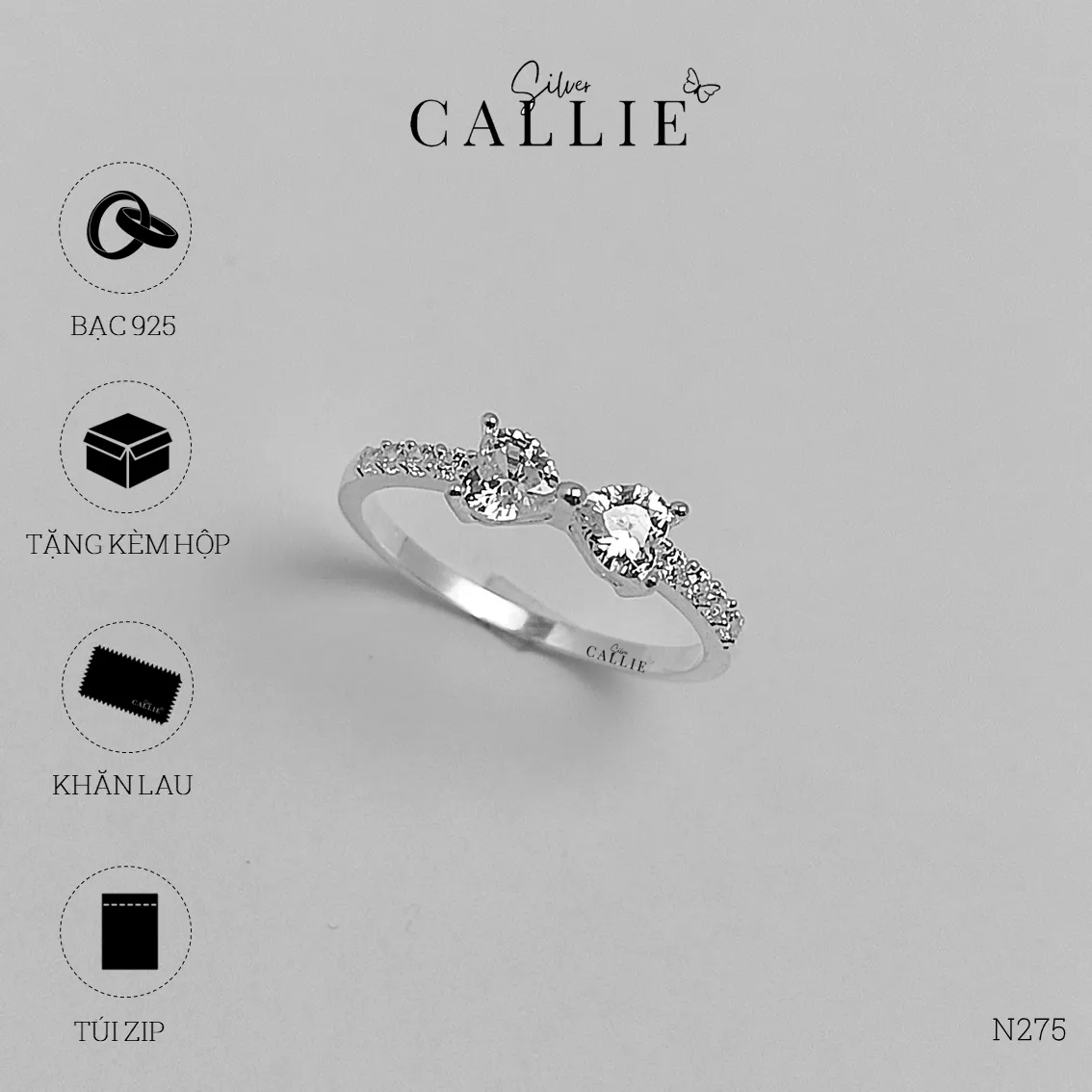 N275 - Nhẫn bạc Callie Silver hình nơ - Hình ảnh 10
